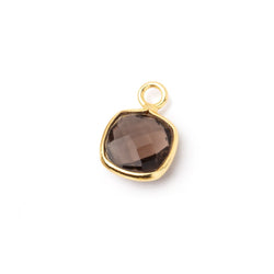 9-10mm Vermeil Bezel Smoky Quartz Faceted Cushion Pendant 1 piece (ONLINE ORDER ONLY)