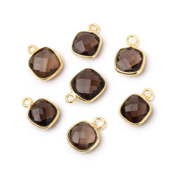 9-10mm Vermeil Bezel Smoky Quartz Faceted Cushion Pendant 1 piece (ONLINE ORDER ONLY)