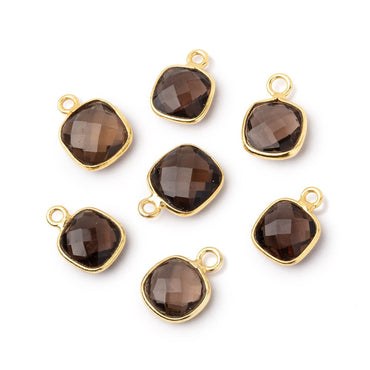 9-10mm Vermeil Bezel Smoky Quartz Faceted Cushion Pendant 1 piece (ONLINE ORDER ONLY)