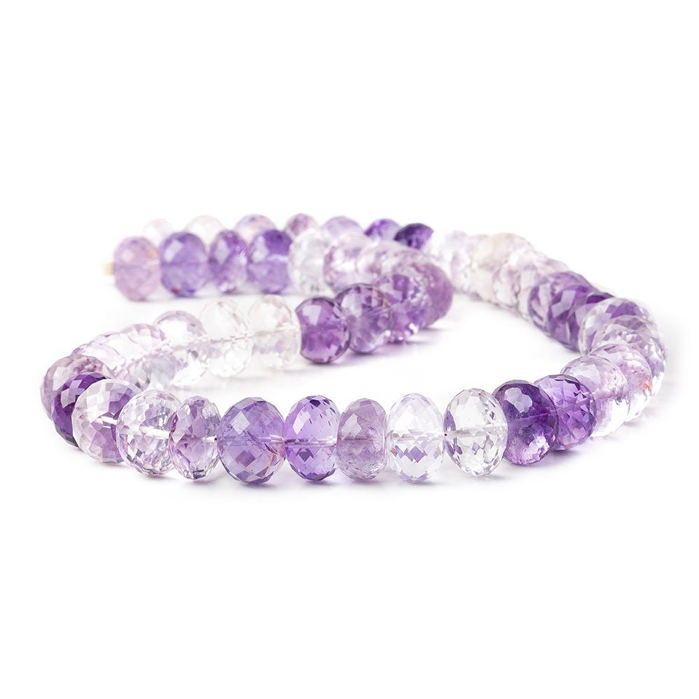9-11mm Amethyst and Pink Amethyst Faceted Rondelle Beads 15 inch 51 pieces (ONLINE ORDER ONLY)