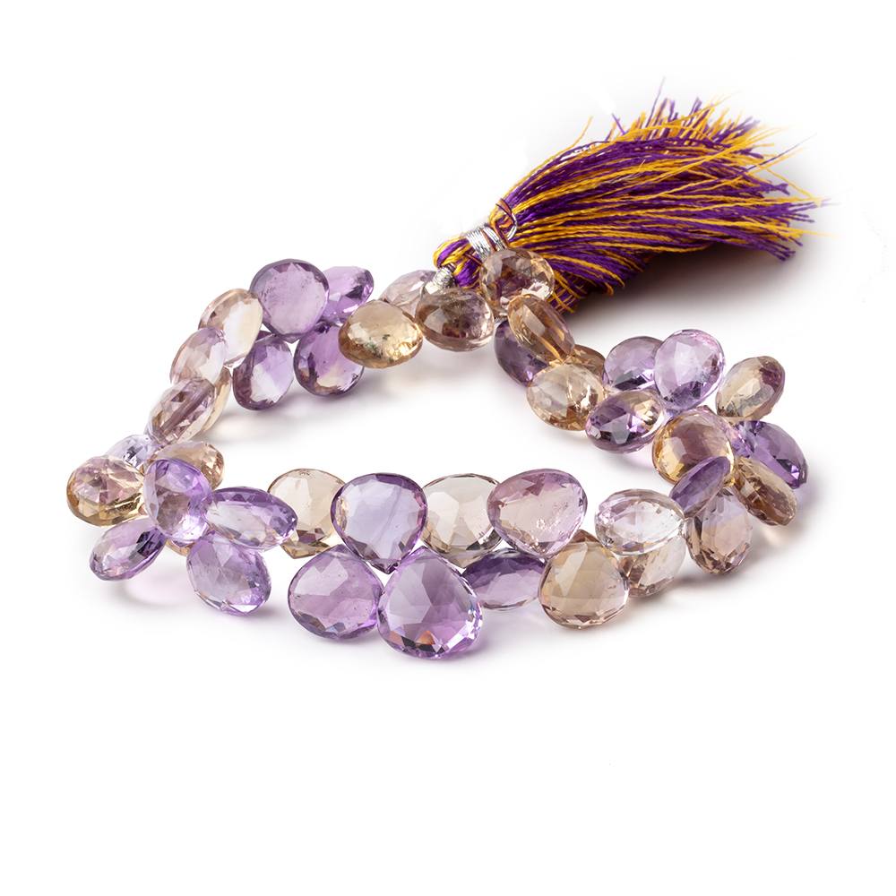 9-11mm Ametrine Faceted Heart Beads 8 inch 46 pieces (ONLINE ORDER ONLY)