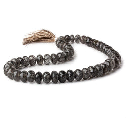 9-11mm Black Tourmalinated Quartz faceted rondelle beads 14 inch 56 pieces AAA (ONLINE ORDER ONLY)