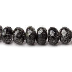 9-11mm Black Tourmalinated Quartz faceted rondelle beads 14 inch 56 pieces AAA (ONLINE ORDER ONLY)