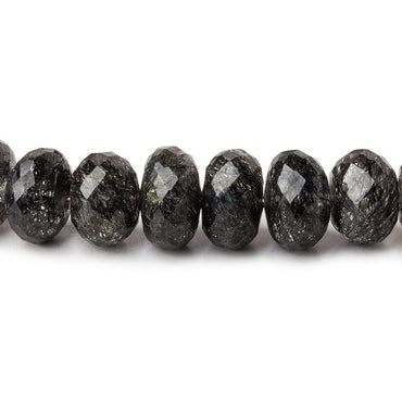 9-11mm Black Tourmalinated Quartz faceted rondelle beads 14 inch 56 pieces AAA (ONLINE ORDER ONLY)