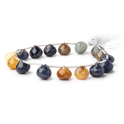 9-11mm Blue and Fancy Sapphire faceted Candy Kiss Beads 8 inch 16 pieces (ONLINE ORDER ONLY)