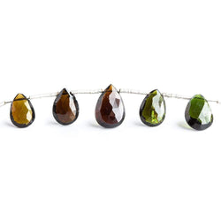 9x6-11x8mm Multi Color Tourmaline Faceted Pear Beads 8 inch 19 pieces (ONLINE ORDER ONLY)