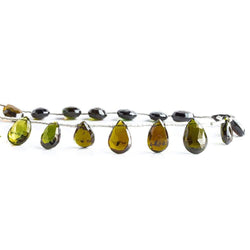 9x6-11x8mm Multi Color Tourmaline Faceted Pear Beads 8 inch 19 pieces (ONLINE ORDER ONLY)