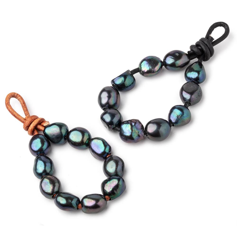 9-11mm Dark Peacock Large Hole Baroque Pearls Set of 10 (ONLINE ORDER ONLY)