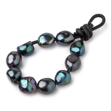 9-11mm Dark Peacock Large Hole Baroque Pearls Set of 10 (ONLINE ORDER ONLY)
