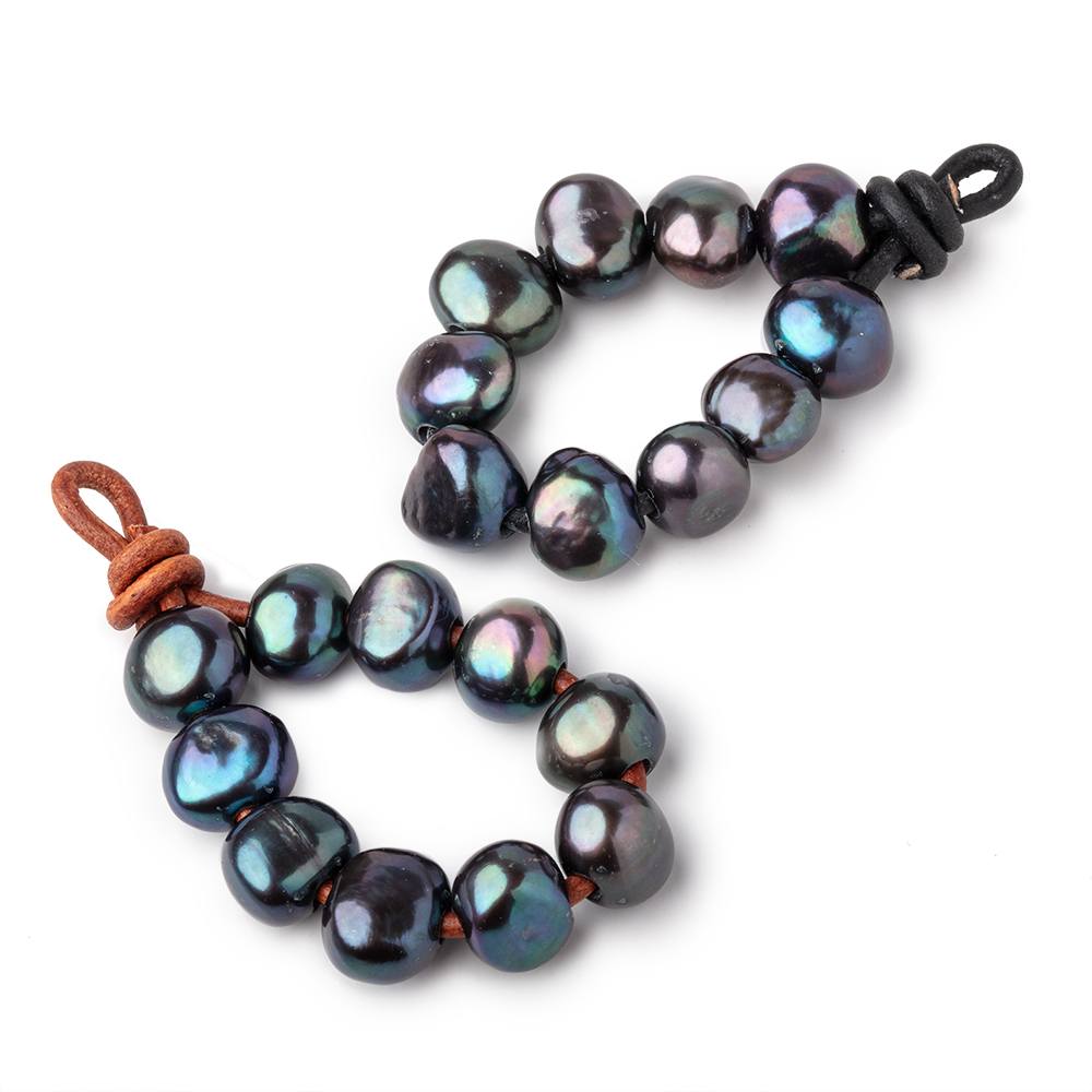 9-11mm Green Peacock Large Hole Baroque Pearls Set of 10 (ONLINE ORDER ONLY)