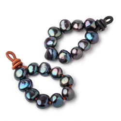 9-11mm Green Peacock Large Hole Baroque Pearls Set of 10 (ONLINE ORDER ONLY)