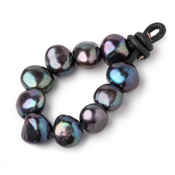 9-11mm Green Peacock Large Hole Baroque Pearls Set of 10 (ONLINE ORDER ONLY)