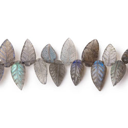9-11mm Labradorite Carved Leaf Beads 8 inch 48 pieces AA (ONLINE ORDER ONLY)