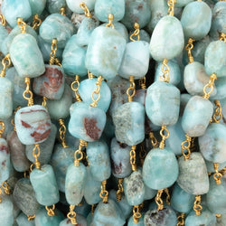 9-11mm Larimar Plain Nuggets on Gold Plated Chain (ONLINE ORDER ONLY)
