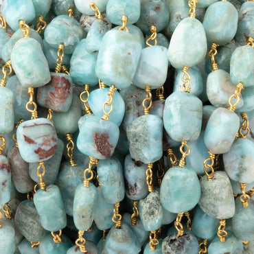9-11mm Larimar Plain Nuggets on Gold Plated Chain (ONLINE ORDER ONLY)
