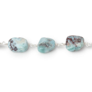 9-11mm Larimar Plain Nuggets on Silver Plated Chain (ONLINE ORDER ONLY)