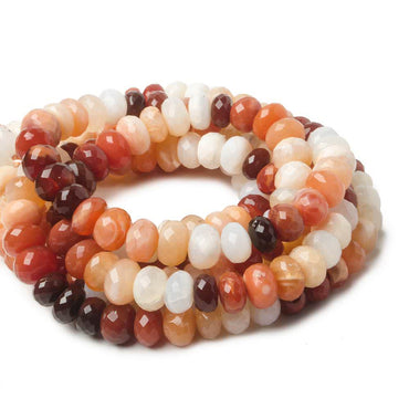 9-11mm Mexican Fire Opal Faceted Rondelle Beads 16 inch 65 pieces (ONLINE ORDER ONLY)