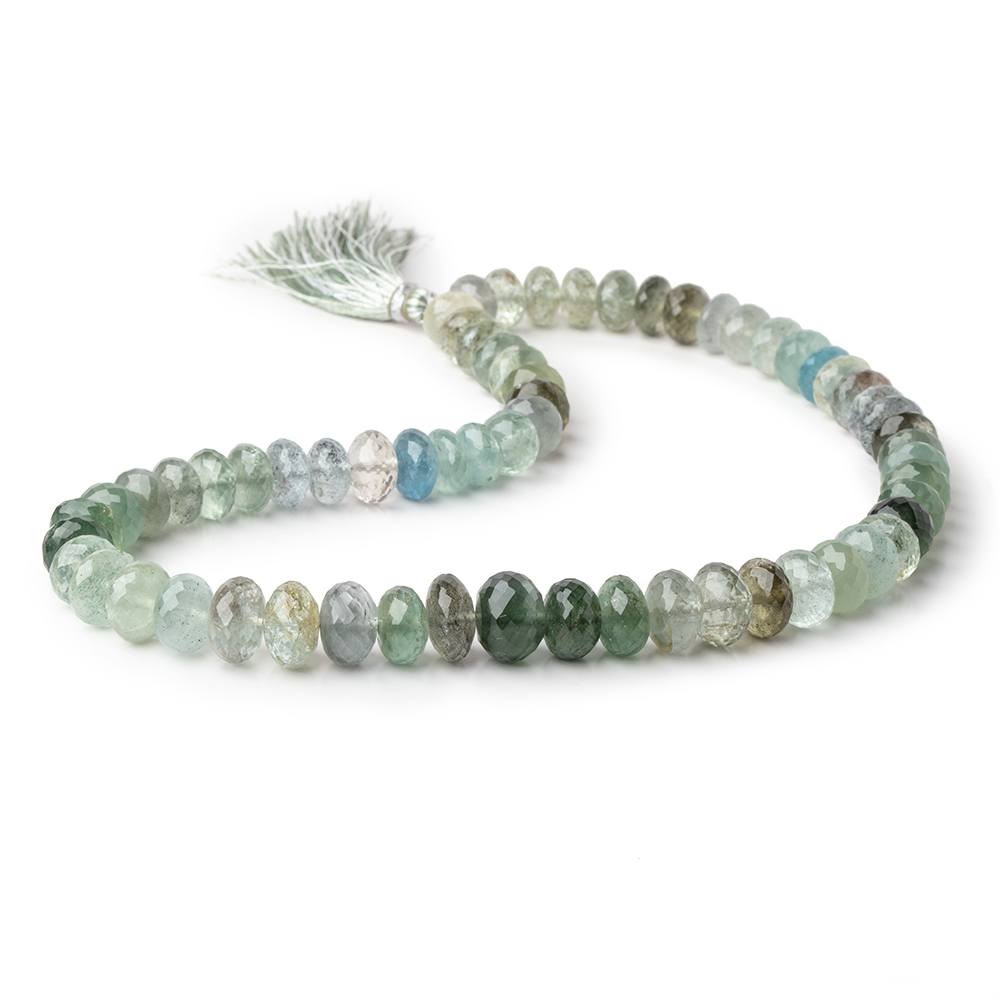 9-11mm Moss Aquamarine faceted rondelle Beads 15 inch 63 pieces (ONLINE ORDER ONLY)