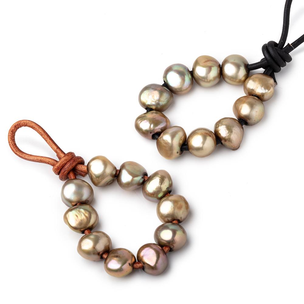 9-11mm Palm Green Large Hole Baroque Pearls Set of 10 (ONLINE ORDER ONLY)