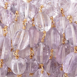 9-11mm Pink Amethyst Faceted Oval Beads on Vermeil Chain (ONLINE ORDER ONLY)