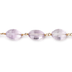 9-11mm Pink Amethyst Faceted Oval Beads on Vermeil Chain (ONLINE ORDER ONLY)