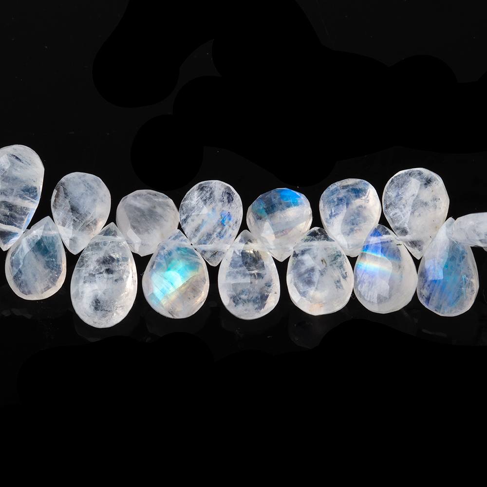 9-11mm Rainbow Moonstone Faceted Pear Beads 9 inch 70 pieces (ONLINE ORDER ONLY)