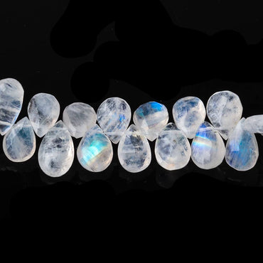 9-11mm Rainbow Moonstone Faceted Pear Beads 9 inch 70 pieces (ONLINE ORDER ONLY)