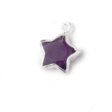 9-11mm Silver Leafed Amethyst Faceted Star Focal Pendant 1 piece (ONLINE ORDER ONLY)
