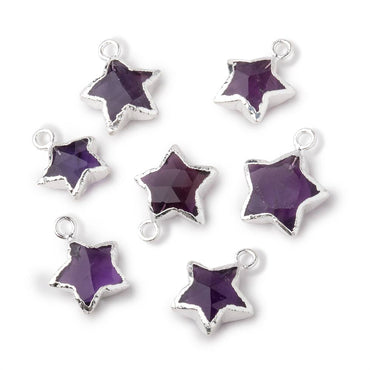 9-11mm Silver Leafed Amethyst Faceted Star Focal Pendant 1 piece (ONLINE ORDER ONLY)