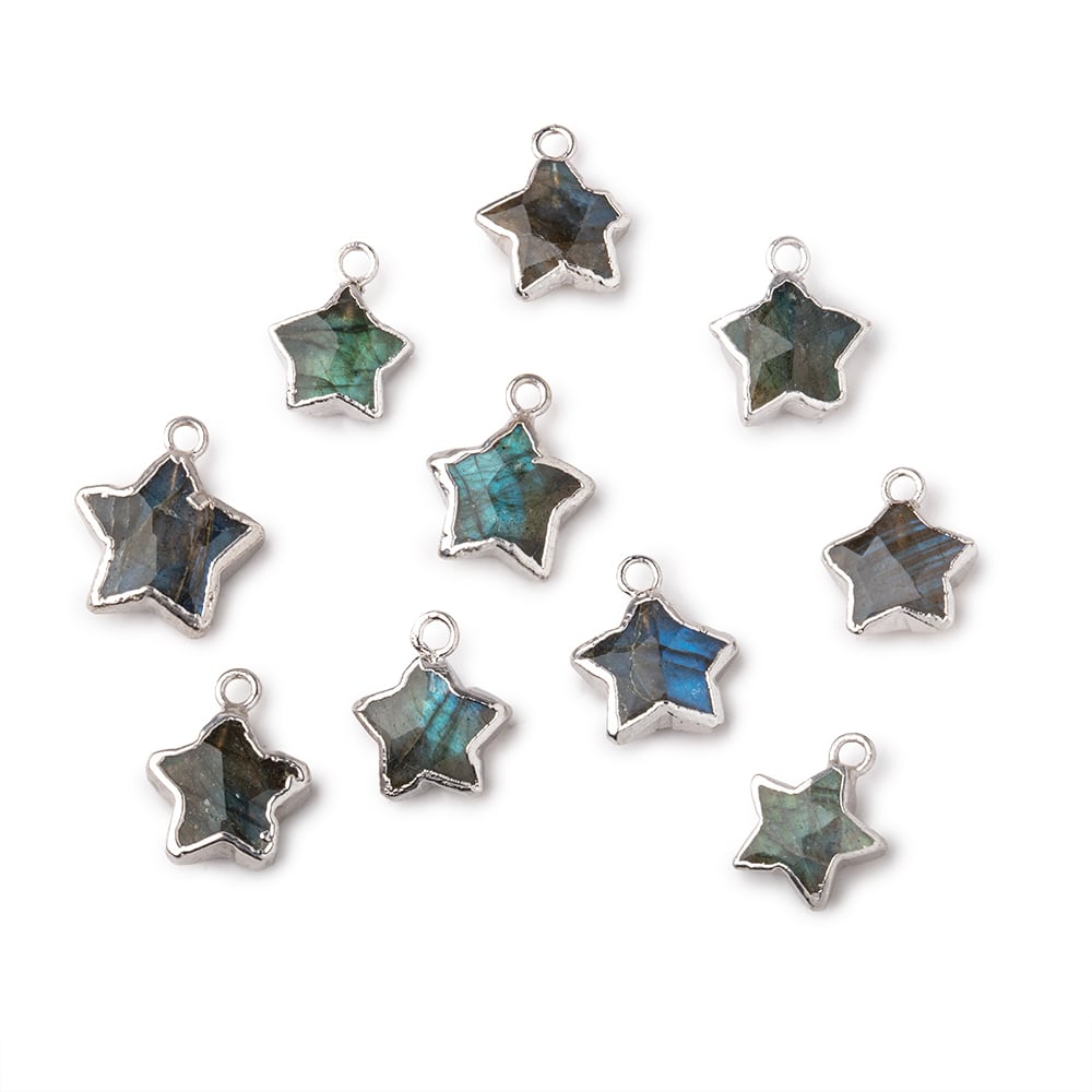9-11mm Silver Leafed Labradorite Faceted Star Focal Pendant 1 piece (ONLINE ORDER ONLY)