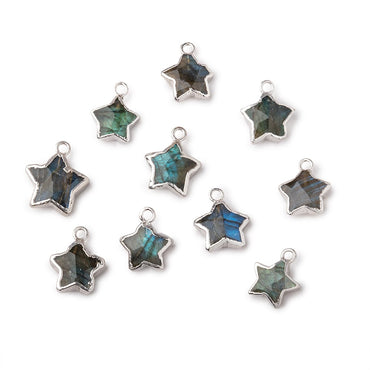 9-11mm Silver Leafed Labradorite Faceted Star Focal Pendant 1 piece (ONLINE ORDER ONLY)