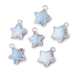 9-11mm Silver Leafed Owyhee Blue Opal Faceted Star Focal Pendant 1 piece (ONLINE ORDER ONLY)
