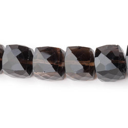 9-11mm Smoky Quartz Faceted Cube Beads 8 inch 21 pieces (ONLINE ORDER ONLY)