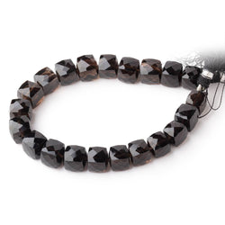 9-11mm Smoky Quartz Faceted Cube Beads 8 inch 21 pieces (ONLINE ORDER ONLY)