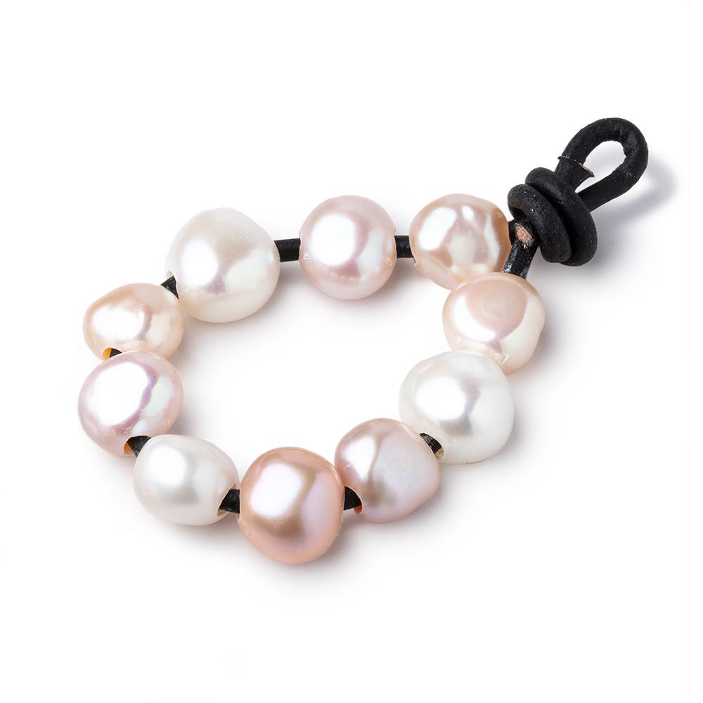 9-11mm Tri-Color Baroque Large Hole Baroque Pearls Set of 10 (ONLINE ORDER ONLY)