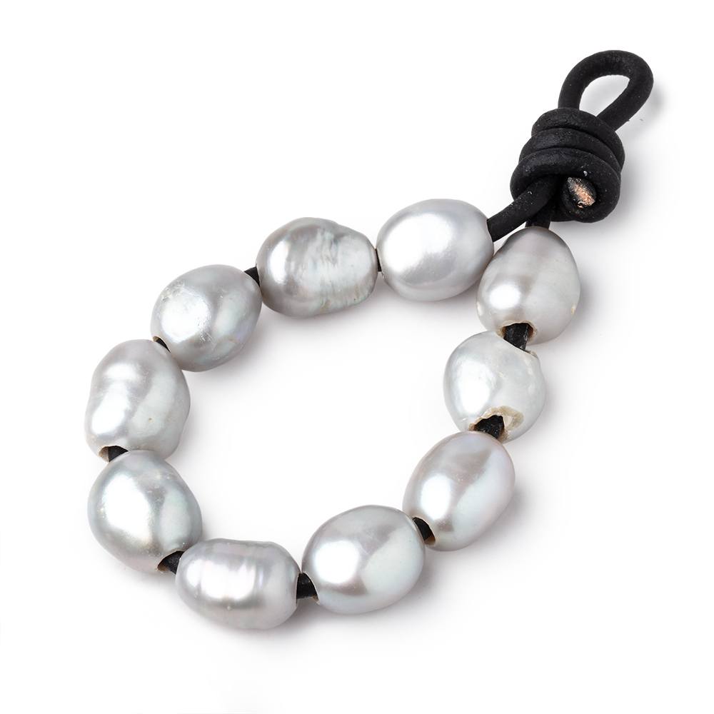 9-11mm True Silver Large Hole Baroque Pearls Set of 10 (ONLINE ORDER ONLY)