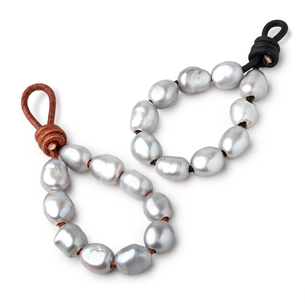 9-11mm True Silver Large Hole Baroque Pearls Set of 10 (ONLINE ORDER ONLY)