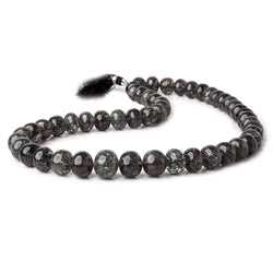 9-12mm Black Tourmalinated Quartz Plain Rondelles 16 inch 51 pieces (ONLINE ORDER ONLY)