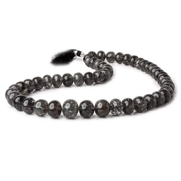 9-12mm Black Tourmalinated Quartz Plain Rondelles 16 inch 51 pieces (ONLINE ORDER ONLY)