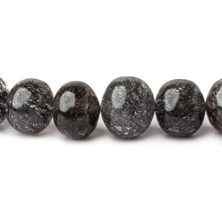 9-12mm Black Tourmalinated Quartz Plain Rondelles 16 inch 51 pieces (ONLINE ORDER ONLY)