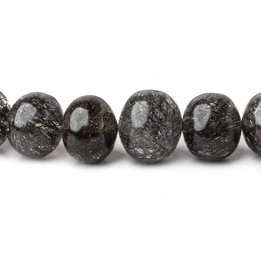 9-12mm Black Tourmalinated Quartz Plain Rondelles 16 inch 51 pieces (ONLINE ORDER ONLY)