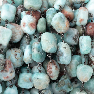 9-12mm Larimar Plain Nuggets on Black Gold Plated Chain (ONLINE ORDER ONLY)