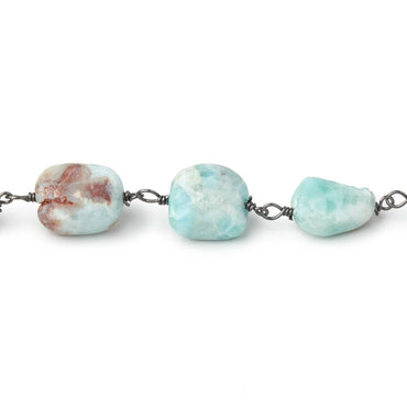 9-12mm Larimar Plain Nuggets on Black Gold Plated Chain (ONLINE ORDER ONLY)