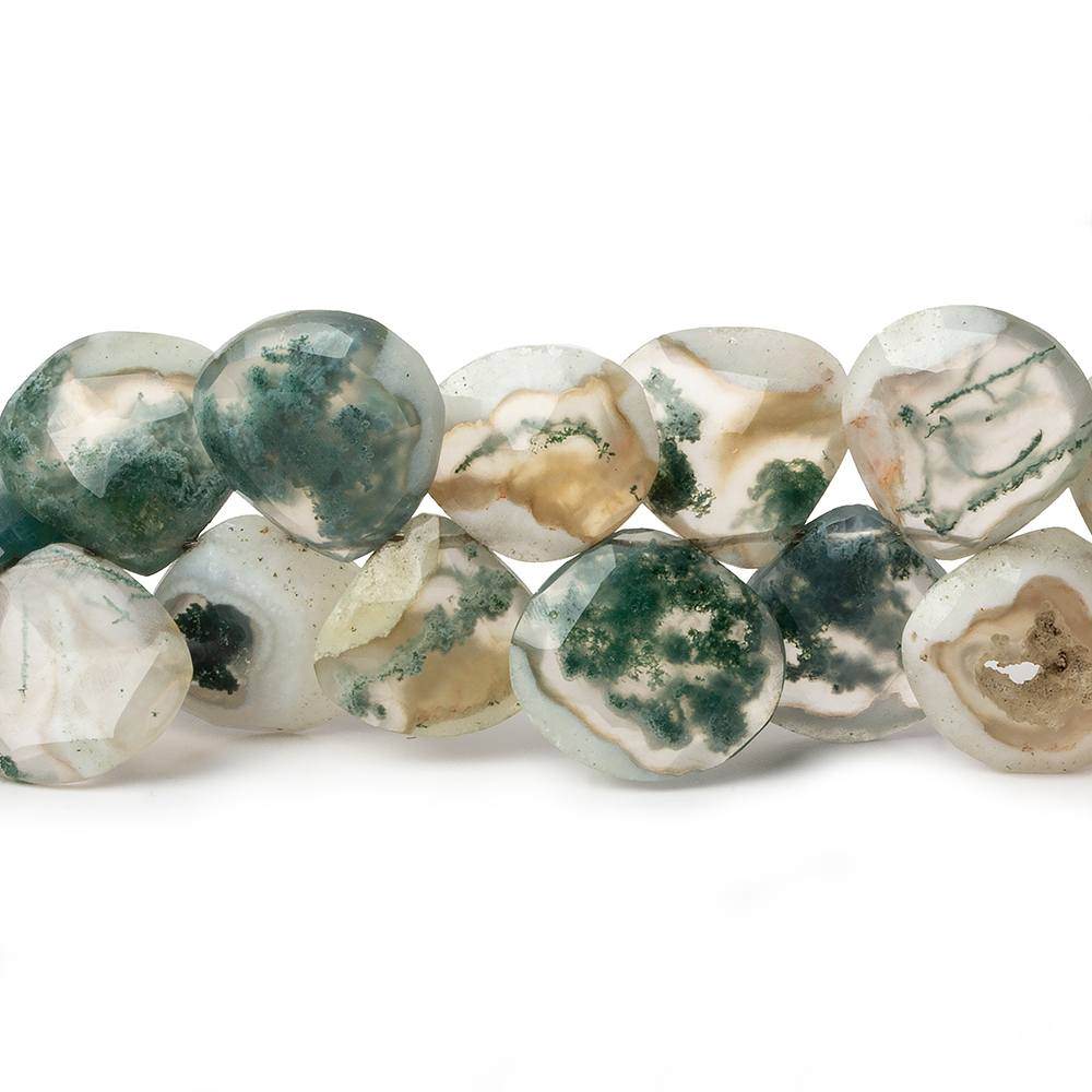 9-12mm Peacock Solar Quartz Faceted Heart Beads 7.5 inch 40 pieces (ONLINE ORDER ONLY)