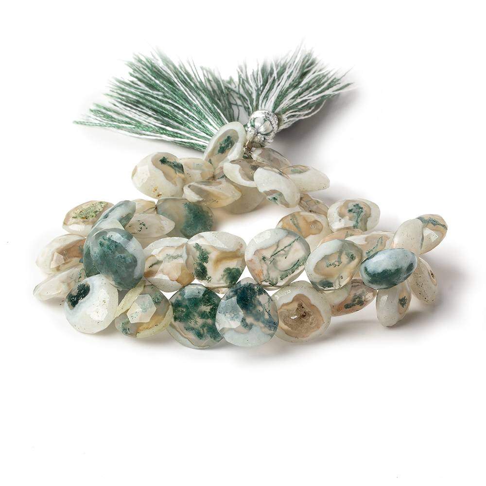 9-12mm Peacock Solar Quartz Faceted Heart Beads 7.5 inch 40 pieces (ONLINE ORDER ONLY)