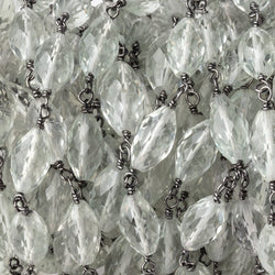 9-12mm Prasiolite Faceted Marquise Beads on Black Gold over .925 Silver Chain (ONLINE ORDER ONLY)