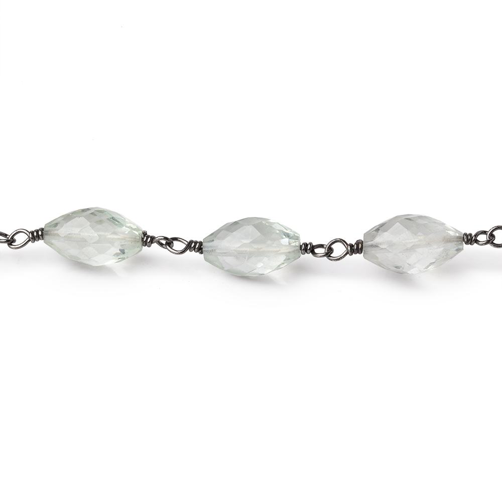 9-12mm Prasiolite Faceted Marquise Beads on Black Gold over .925 Silver Chain (ONLINE ORDER ONLY)