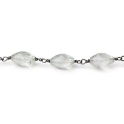 9-12mm Prasiolite Faceted Marquise Beads on Black Gold over .925 Silver Chain (ONLINE ORDER ONLY)