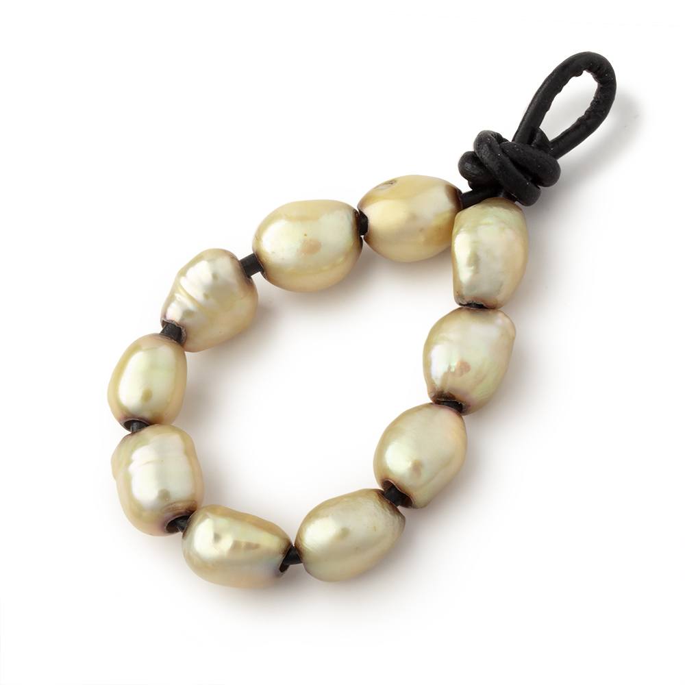 9-12mm Sage Green Large Hole Baroque Pearls Set of 10 (ONLINE ORDER ONLY)