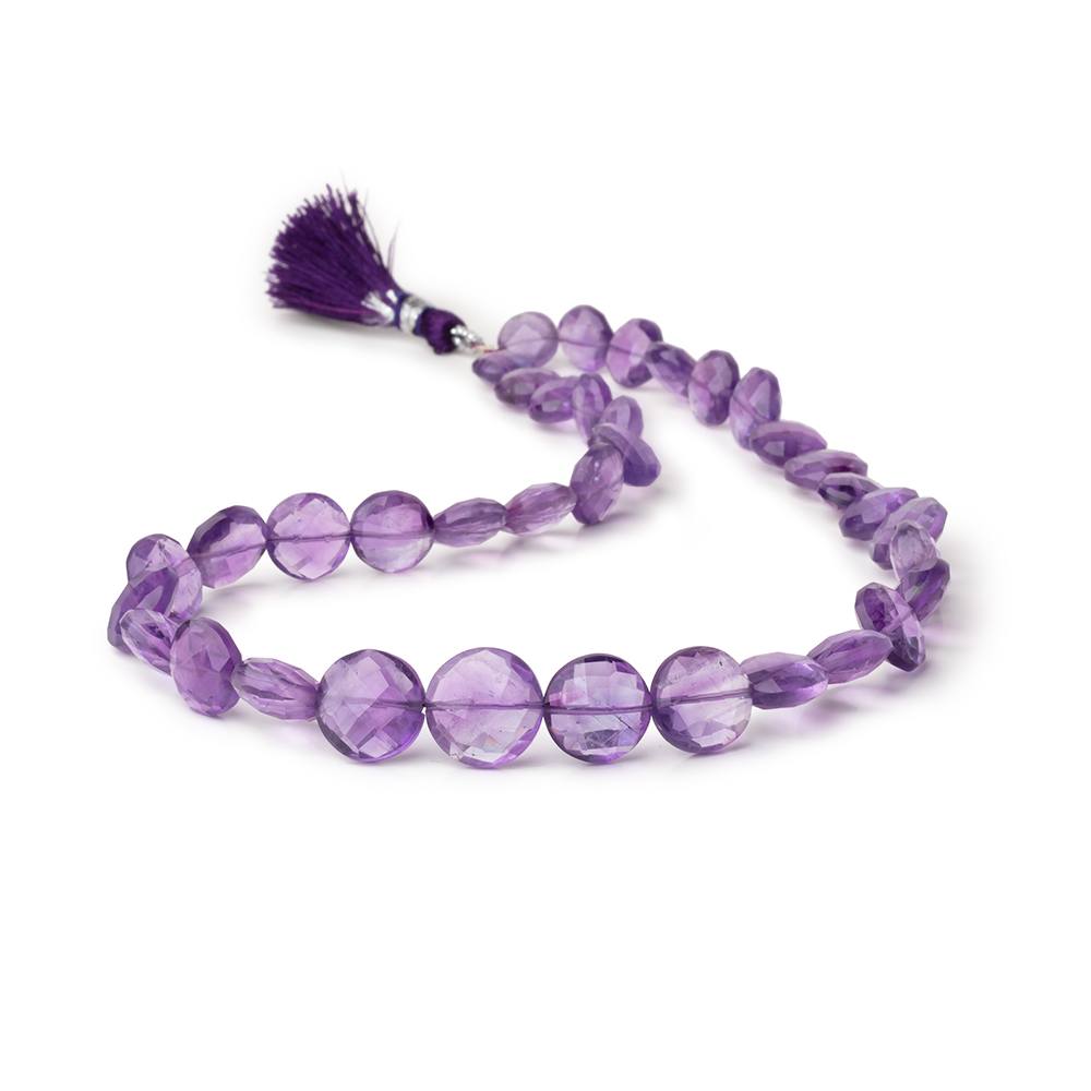 9-13mm Amethyst Faceted Coin Beads 15 inch 36 pieces (ONLINE ORDER ONLY)